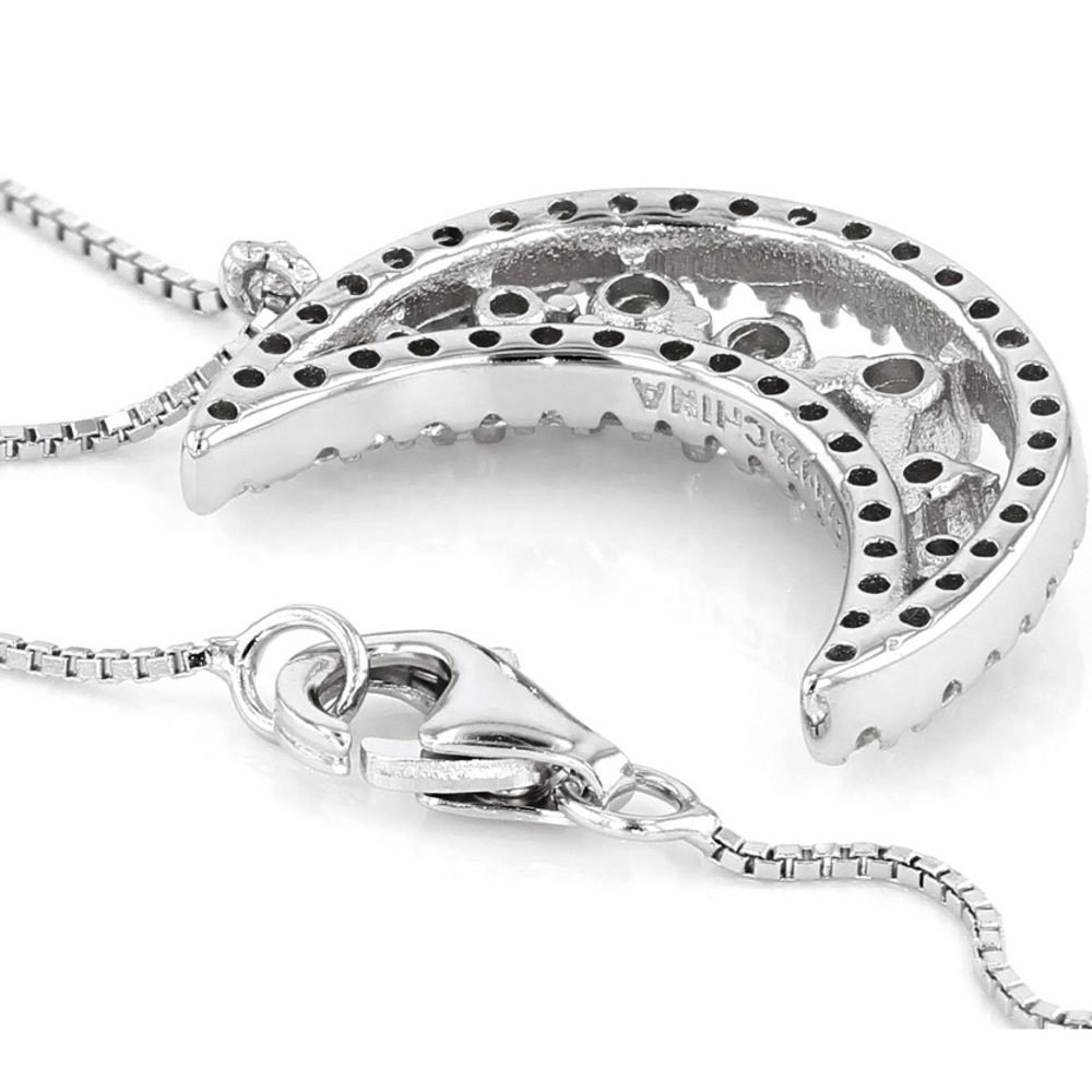 White Cubic Zirconia Rhodium Over Sterling Silver Moon Station Necklace 1.19ctw - Picture 3 of 7